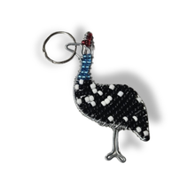 Load image into Gallery viewer, Beaded Keyring Guinea Fowl