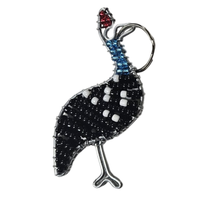 Load image into Gallery viewer, Beaded Keyring Guinea Fowl
