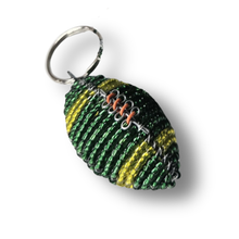 Load image into Gallery viewer, Beaded Keyring Rugby Ball