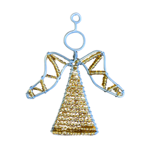 Load image into Gallery viewer, Beaded Christmas Ornament - Gold Angel - The Savanna